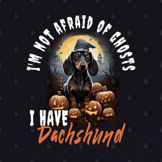 Dachshund Dog Ghost Guardian Vintage Halloween Funny by Sniffist Gang